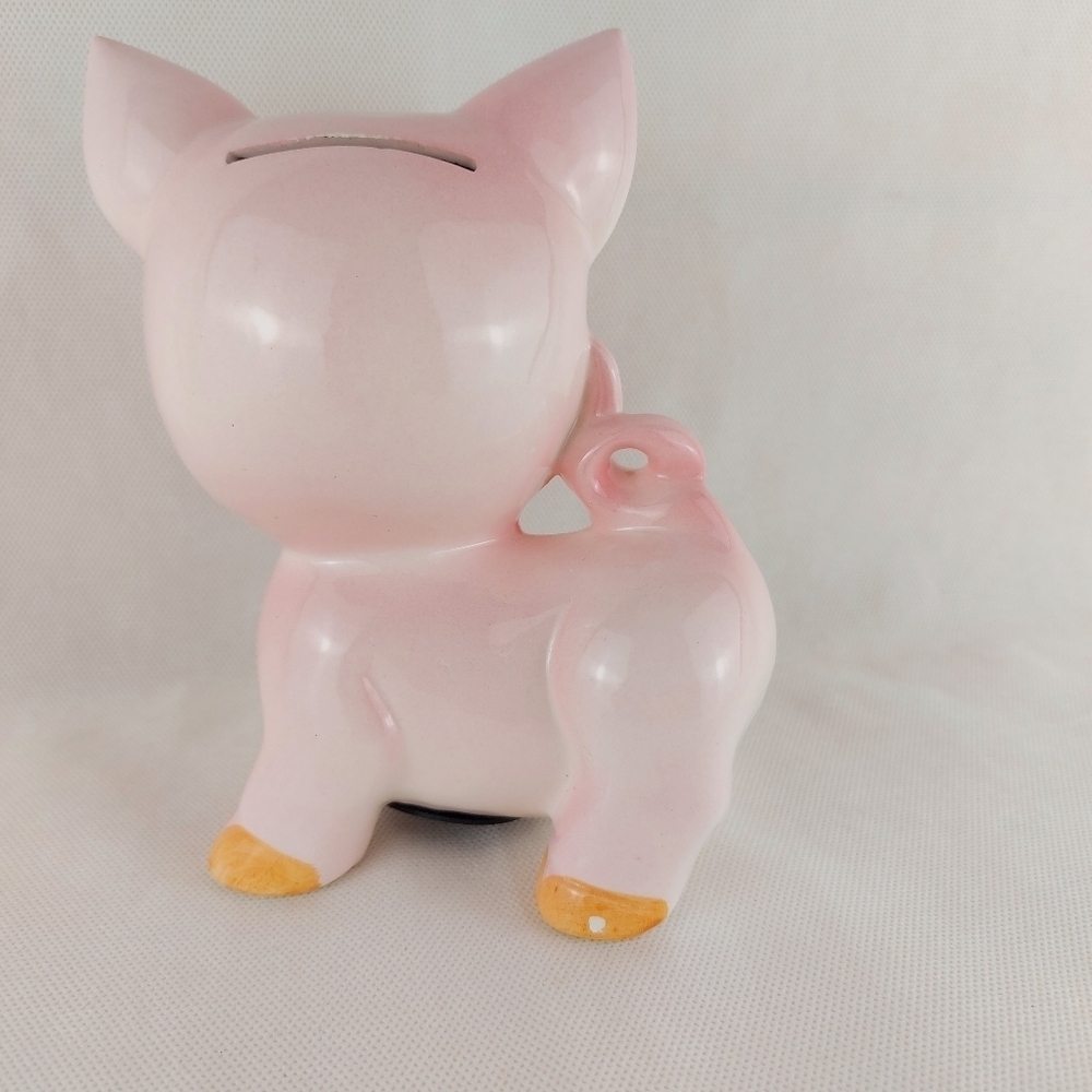 Vintage Kitsch Pink Ceramic Piggy Bank Japan Collectable Mid Century - Picture 6 of 14